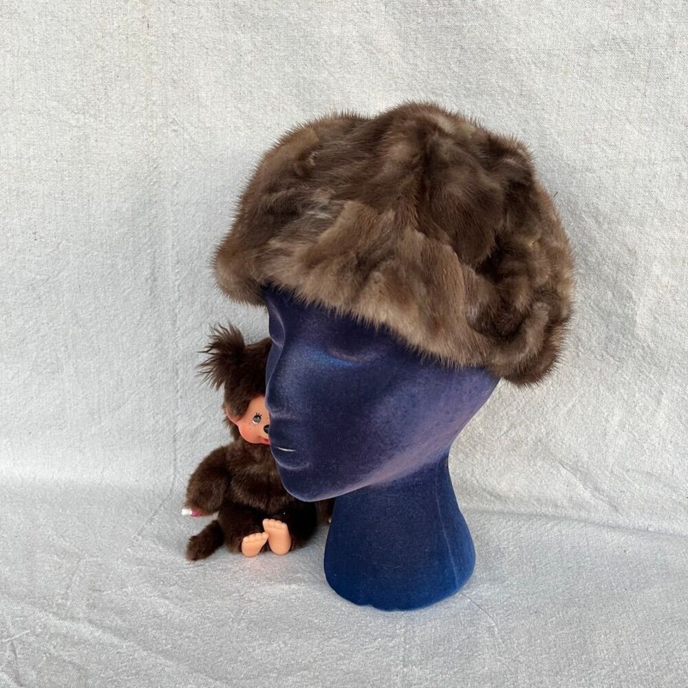 Vintage 1950s Mink Pillbox Hat‎ - Picture 2 of 5
